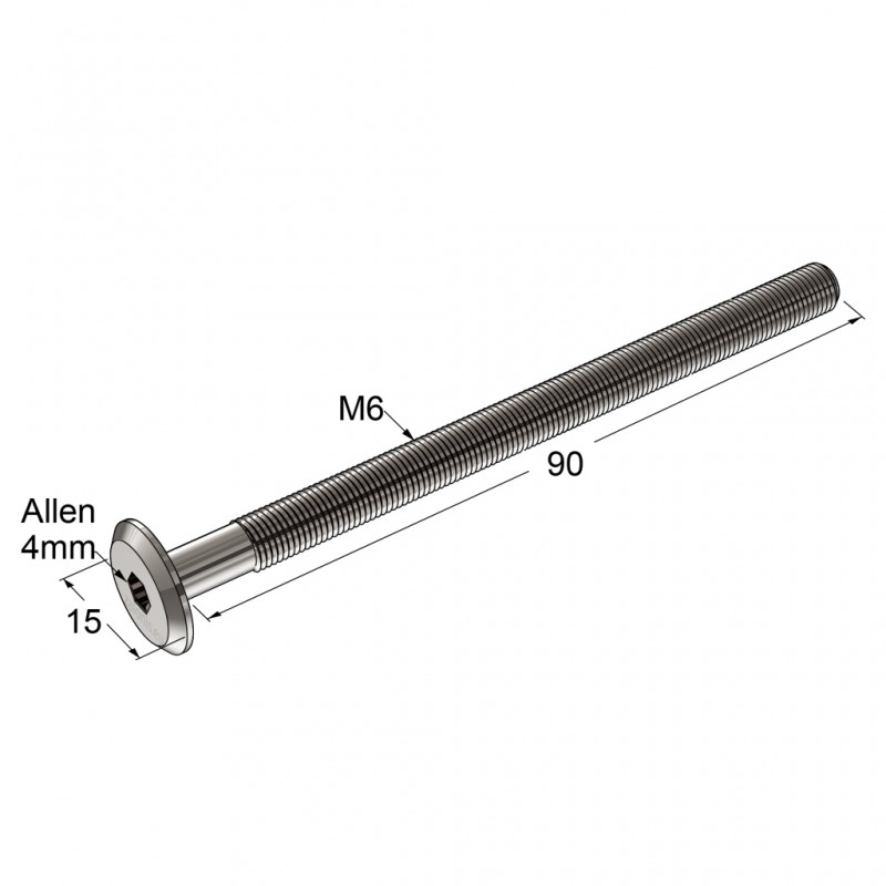 FLAT HEAD CONNECTION BOLT M6x90 / NICKEL